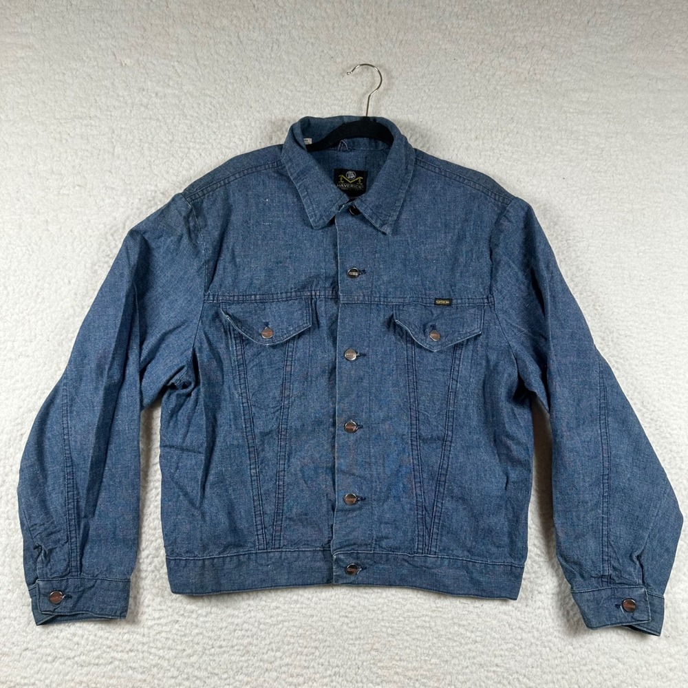 Vtg 70s Maverick Denim Trucker Chore Jacket Mens 46 Blue Bell USA Workwear